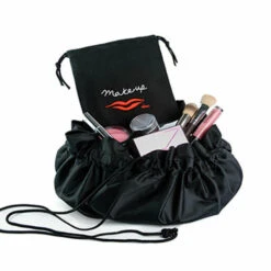 Donna May London Signature Lay-Flat Drawstring Makeup Bag - Black -Jerseybeauty Sales Donna May signature black 2 11dd96daa3fc8c5e1119bc3ea0940038