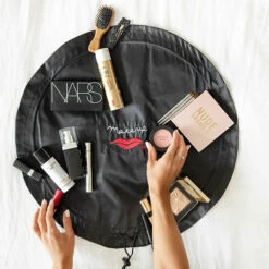 Donna May London Signature Lay-Flat Drawstring Makeup Bag - Black -Jerseybeauty Sales Donna May signature black 11dd96daa3fc8c5e1119bc3ea0940038