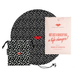 Donna May London Black & White Animal Print Drawstring Makeup Bag