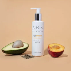Jerseybeauty Sales -Jerseybeauty Sales S3 ARK Age Protect Cleanser Ingredients Orange Background SRES 11dd96daa3fc8c5e1119bc3ea0940038